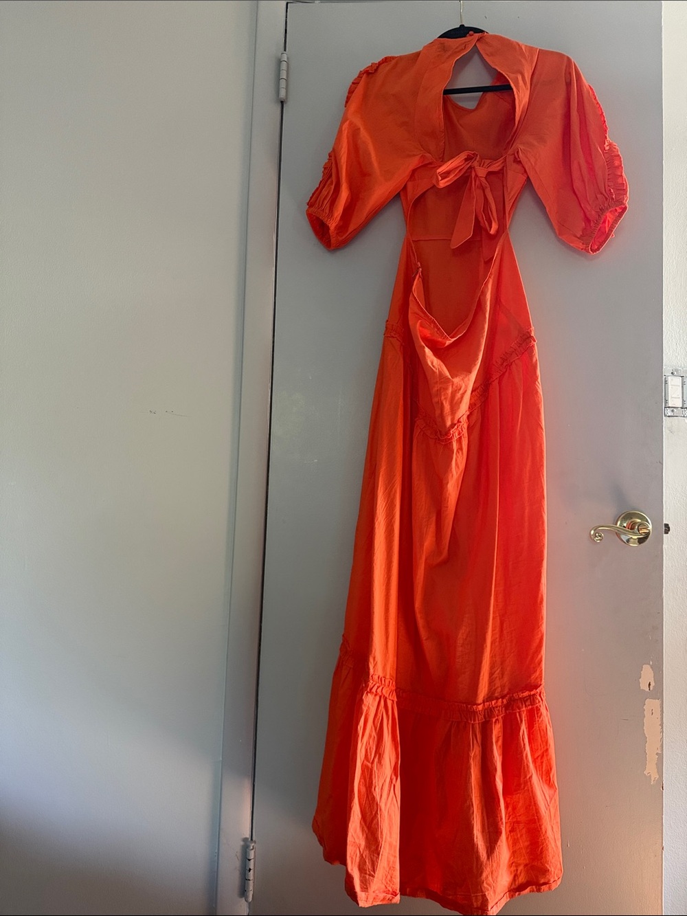 Boohoo Bright Orange Puff-Sleeve Maxi Dress - Picture 3 of 4